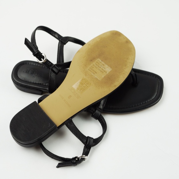JCREW Size 8 Ankle-Strap Thong Sandals in Black Lizard $79 CI956 - Picture 5 of 7